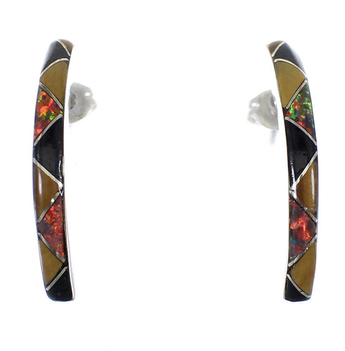 Genuine Sterling Silver Multicolor Post Hoop Earrings RX65548